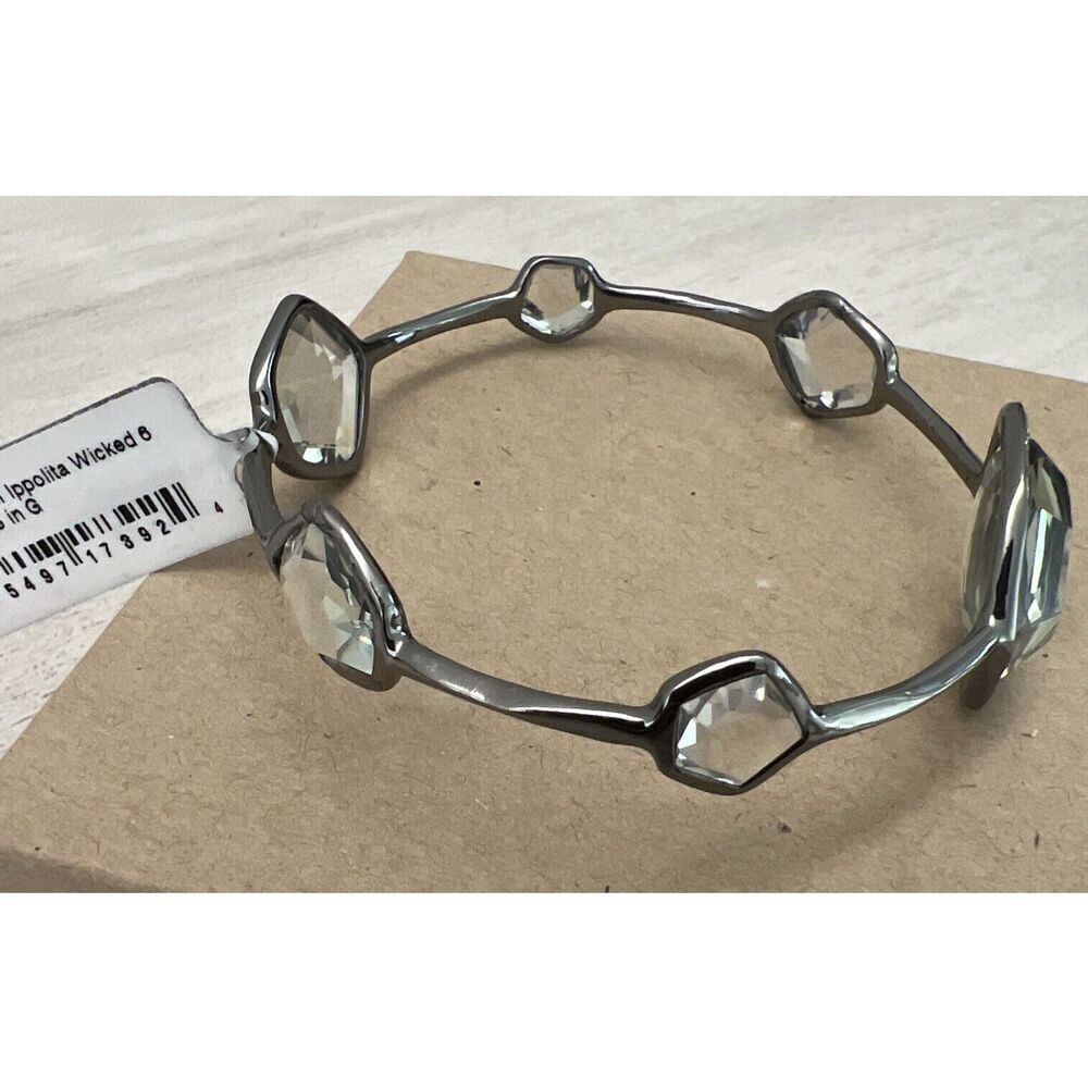 Ippolita Black Rhodium Silver 925 Diamond Wicked 6 Station Bangle Bracelet $2495 - Picture 11 of 12